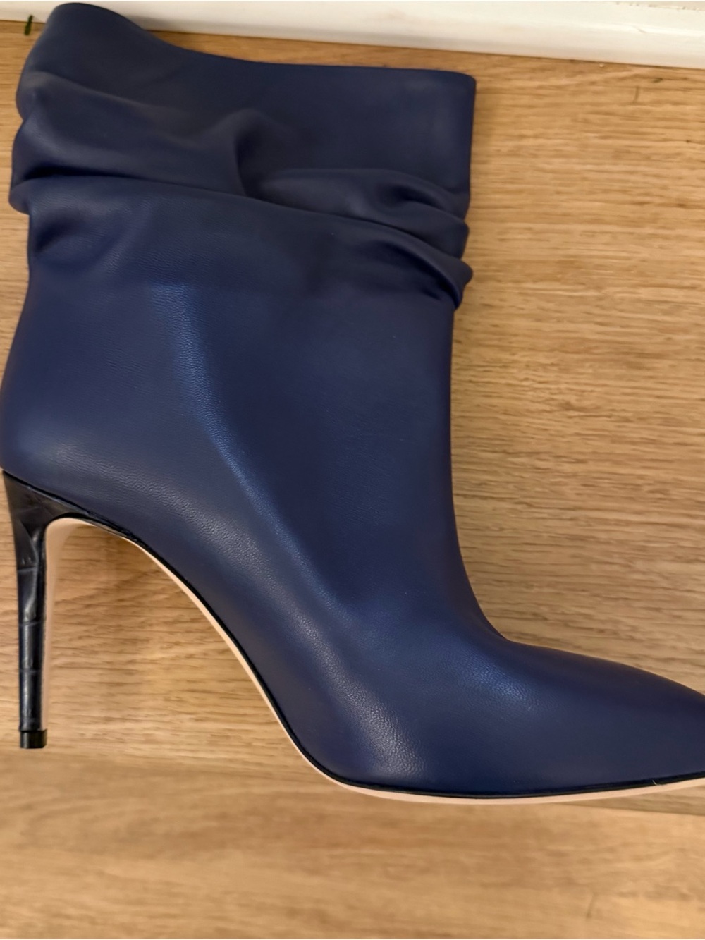 Paris Texas Blue Leather Slouchy Ankle Boots Stiletto Pointed Toe EU 39.5 - Picture 10 of 14